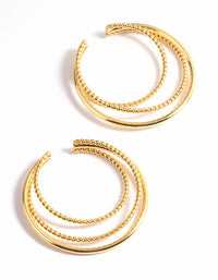 Gold Plated Three Layer Rope Triple Cuff Earrings - link has visual effect only