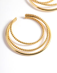 Gold Plated Three Layer Rope Triple Cuff Earrings - link has visual effect only