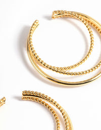 Gold Plated Three Layer Rope Triple Cuff Earrings - link has visual effect only