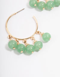 Gold Green Aventurine Beaded Hoop Earrings - link has visual effect only