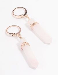 Rose Gold Rose Quartz Huggie Earrings - link has visual effect only