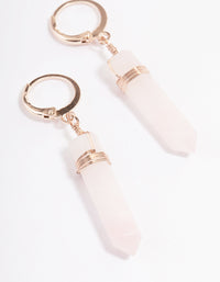 Rose Gold Rose Quartz Huggie Earrings - link has visual effect only