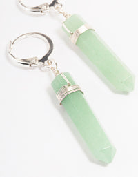 Silver Green Fluorite Raw Shard Huggie Earrings - link has visual effect only