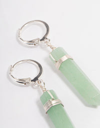 Silver Green Fluorite Raw Shard Huggie Earrings - link has visual effect only