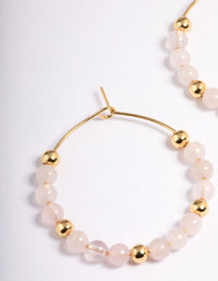 Gold Plated Rose Quartz Beaded Hoop Earrings - link has visual effect only