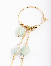 Gold Plated Amazonite Droplet Chain Hoop Earrings - link has visual effect only