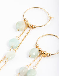 Gold Plated Amazonite Droplet Chain Hoop Earrings - link has visual effect only