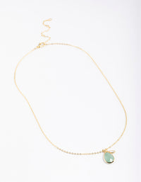 Gold Plated Green Adventurine Cubic Zirconia Droplet Pendant Necklace - link has visual effect only