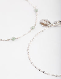 Silver Plated Green Fluorite Ball Double Row Bracelet - link has visual effect only