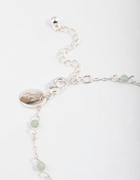 Silver Plated Green Fluorite Ball Double Row Bracelet - link has visual effect only