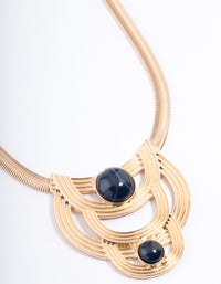 Gold Snake Chain large Navy Stone Necklace - link has visual effect only