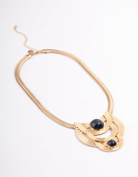 Gold Snake Chain large Navy Stone Necklace - link has visual effect only