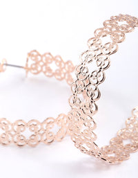 Rose Gold Thick Filigree Hoop Earrings - link has visual effect only