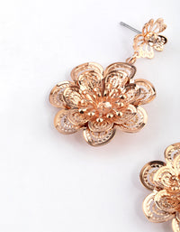 Rose Gold Diamante Double Flower Drop Earrings - link has visual effect only