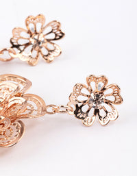 Rose Gold Diamante Double Flower Drop Earrings - link has visual effect only