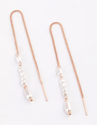 Rose Gold Pearly Thread Through Earrings - link has visual effect only