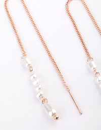 Rose Gold Pearly Thread Through Earrings - link has visual effect only