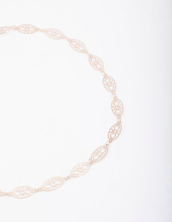 Rose Gold Filigree Oval Necklace