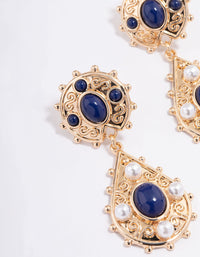 Gold Stone Vintage Pearl Drop Earrings - link has visual effect only