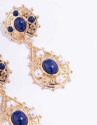 Gold Stone Vintage Pearl Drop Earrings - link has visual effect only