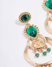 Gold Statement Green Diamante Chandelier Drop Earrings - link has visual effect only