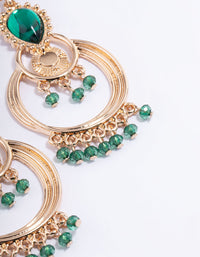 Gold Statement Green Diamante Chandelier Drop Earrings - link has visual effect only