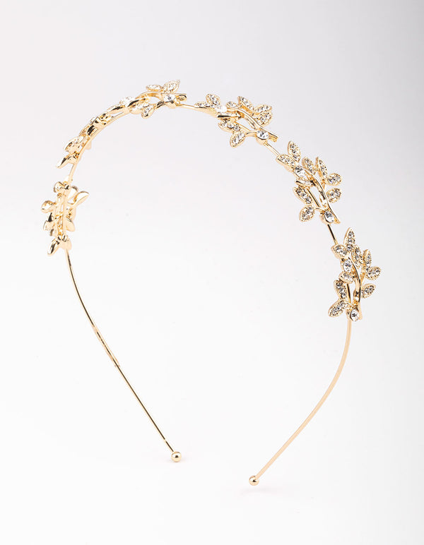 Gold Diamante Leaf Aliceband - Lovisa