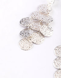 Silver Hammered Tier Round Drop Earrings - link has visual effect only