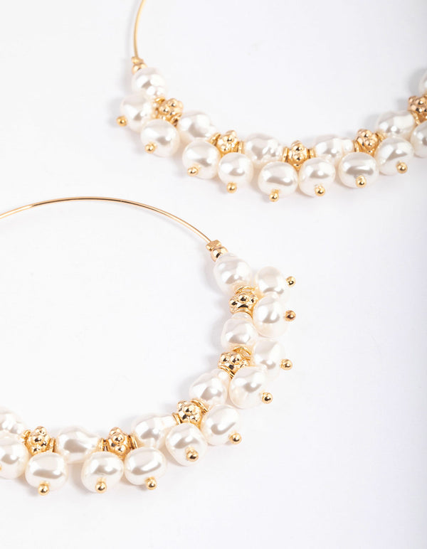 Gold Mega Pearly Mixed Hoop Earrings - Lovisa