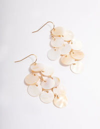 Gold Shell Disc Layered Drop Earrings - link has visual effect only