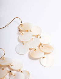 Gold Shell Disc Layered Drop Earrings - link has visual effect only