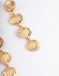 Gold Shell Pearl Drop Earrings - link has visual effect only