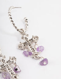 Antique Silver Amethyst Cross Earrings - link has visual effect only