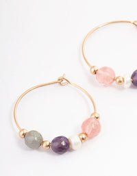 Gold Amethyst Freshwater Pearl Hoop Earrings - link has visual effect only