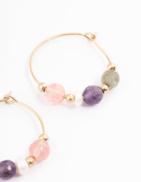 Gold Amethyst Freshwater Pearl Hoop Earrings - link has visual effect only