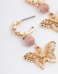 Gold Rhodonite Butterfly Hoop Earrings - link has visual effect only