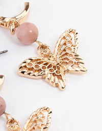 Gold Rhodonite Butterfly Hoop Earrings - link has visual effect only