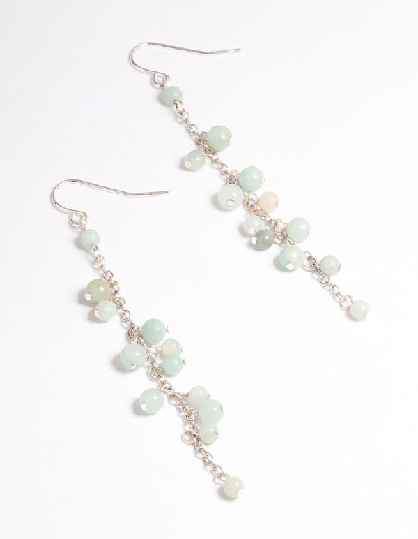 Antique Silver Amazonite Chain Drop Earrings