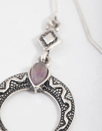 Antique Silver Amethyst Hook Crescent Earrings - link has visual effect only