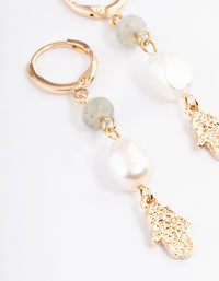 Gold Freshwater Pearl Drop Earrings - link has visual effect only