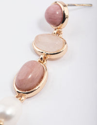 Gold Rose Quartz & Freshwater Pearl Drop Earrings - link has visual effect only