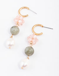 Gold Rhodonite Cluster Earrings - link has visual effect only