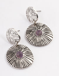 Antique Silver Textured Disc Earrings - link has visual effect only