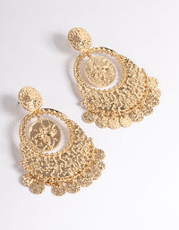 Gold Textured Statement Coin Earrings - link has visual effect only