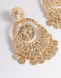 Gold Textured Statement Coin Earrings - link has visual effect only