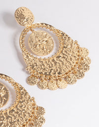 Gold Textured Statement Coin Earrings - link has visual effect only