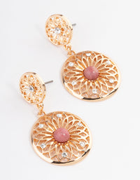 Gold Rhodonite Disc Drop Earrings - link has visual effect only