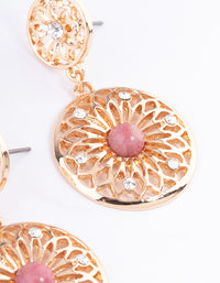 Gold Rhodonite Disc Drop Earrings - link has visual effect only