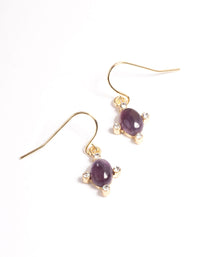 Gold Amethyst Oval Hook Earrings - link has visual effect only