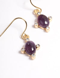 Gold Amethyst Oval Hook Earrings - link has visual effect only